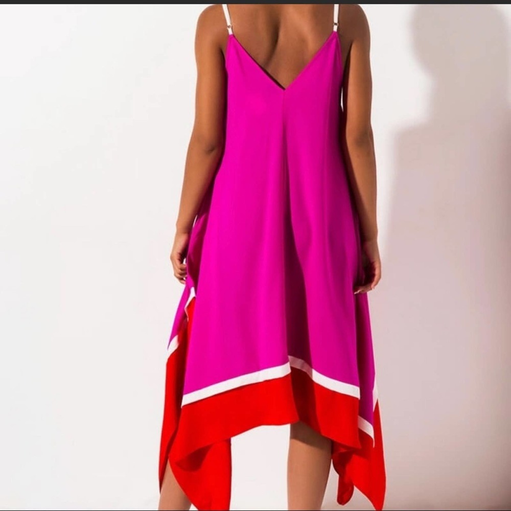 Labella Vida Women’s Asymmetrical Neon   summer sun dress size Medium EUC - Picture 4 of 9